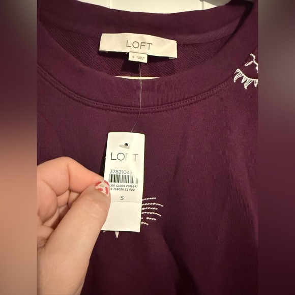 LOFT Plum Top with Embroidered Details - Picture 3 of 5